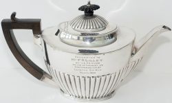 EPNS Silver plated TEAPOT presented to F.R Lilley on his retirement from the GER. Engraved on the