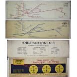 4 x Original Loose Carriage Prints. LNER MAP OF GREAT EASTERN SUBURBAN LINES. LNER Winking Eye MAP