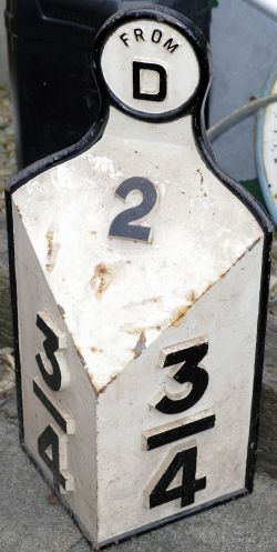 Midland Railway cast iron junction mile post marker. FROM D 2 3/4. Good condition.