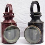 2 x Midland Railway 3 aspect handlamps. Both very lightly stamped MR.Co into body. Both fitted