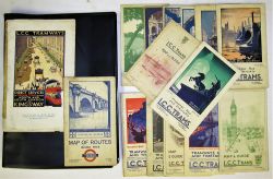 A Lot containing London Tram ephemera. Contained within a bound folder, Pre WW2 LCC COLOURED MAPS,