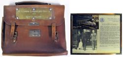 LNER Office Manager's leather Brief Case. Complete with brass plate attached, L.N.E.R LONDON