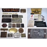 A lot containing a collection of diesel works and description plates to include SULZER, VIKING,