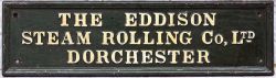 Cast iron makers plate. THE EDDISON STEAM ROLLING CO LTD DORCHESTER. Restored condition.