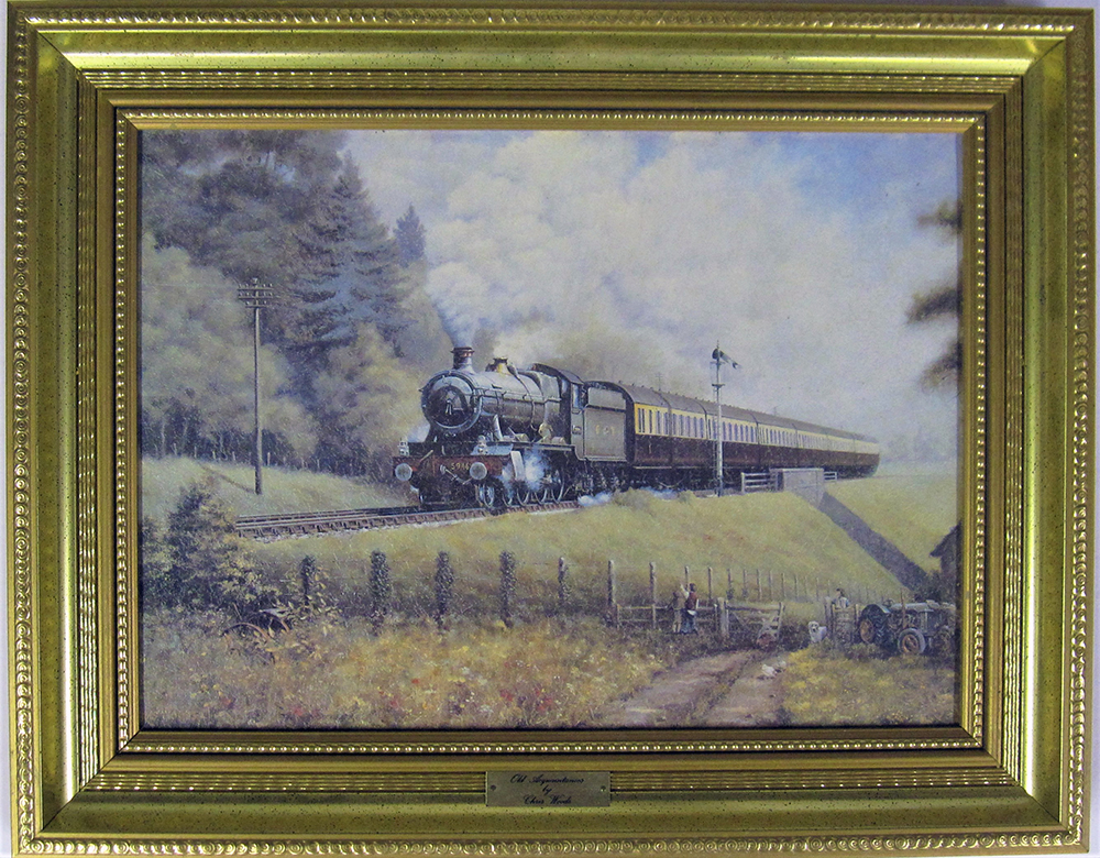 Framed print by Chris Woods. OLD ACQUANTANCES. A delightful picture showing 5946 passing the