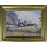 Framed print by Chris Woods. OLD ACQUANTANCES. A delightful picture showing 5946 passing the