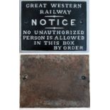 GWR Signal Box door notice. Earlier IS version restored front only with original back.