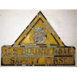 Cast Aluminium Road Sign. AA ICE BOUND ROAD. In original condition.