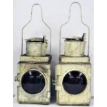 2 x BR Tail lamps. One stamped BR(W) Complete with reservoir and burner, the other embossed BR minus