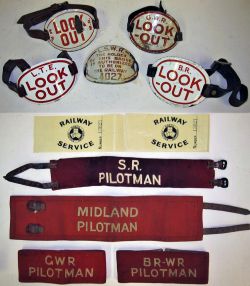 A Lot containing 11 x Railway Armbands. Cloth, GWR, BRWR, SR and MIDLAND Pilotman together with 2