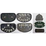 4 x Cast Iron Wagon Plates to include D Plates B763726 12 T WOLVERTON 1955. LNER 270343 16 T 1946. M