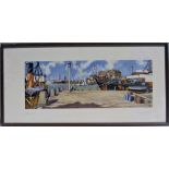 Framed and glazed LNER carriage print. HARWICH ESSEX by Charles King. Modern Frame.