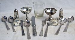 A lot containing a large quantity of railway EPNS silverware. Included are 4 x GWR salt and pepper