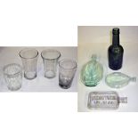 4 x Railway Company drinking glasses all acid etched with Company Logo or initials. GER. BR. Pullman