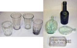 4 x Railway Company drinking glasses all acid etched with Company Logo or initials. GER. BR. Pullman