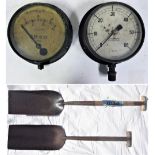 2 x Locomotive firing shovels. 1 x marked E & W LUCAS BR. Both good condition together with 2 x