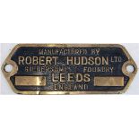 Brass works plate. MANUFACTURED BY ROBERT HUDSON LTD LEEDS. The Company ROBERT HUDSON LTD owned a