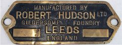 Brass works plate. MANUFACTURED BY ROBERT HUDSON LTD LEEDS. The Company ROBERT HUDSON LTD owned a