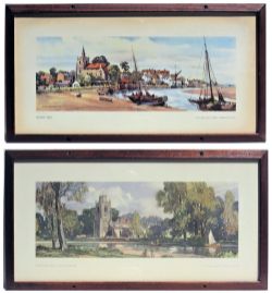 2 x Framed and glazed LNER Carriage Prints. MALDON ESSEX by Henry Denham and HEMINGFORD GREY