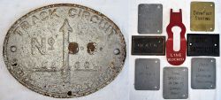 A Lot containing various LMS aluminium and brass lever plates. 2 other cast iron examples. LNER