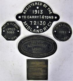 A collection of Wagon Plates to include, MIDLAND RAILWAY 1913 72130. METROPOLITON CAMMELL 1934. A