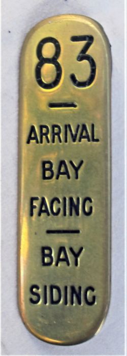GWR brass lever lead. ARRIVAL BAY FACING - BAY SIDING. Excellent original condition with