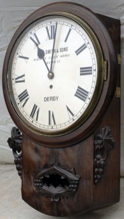 Midland Railway 12 inch mahogany dial clock. Repainted face JOHN SMITH & SONS MIDLAND CLOCK WORKS