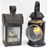 2 x Railway Handlamps. LMS general purpose hand lamp together with GWR 3 aspect handlamp stamped GWR