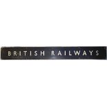 BR(E) Enamel blue Poster Board Header. BRITISH RAILWAYS.