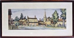 Framed and glazed LNER Carriage Print. HEMINGFORD ABBOTS HUNTINGDONSHIRE by Kenneth Steel.