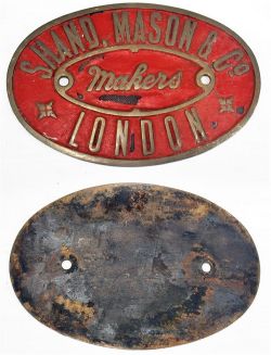 Brass makers plate. SHAND MASON & CO MAKERS LONDON. Shand Mason & Co made hand and horse pulled fire