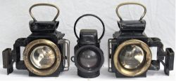 A Lot containing 3 x Traction Engine oil lamps. Matching front lamps complete with L/H and R/H