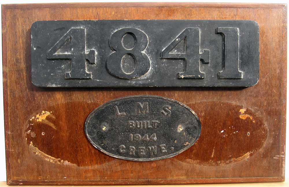 LMS Wooden pattern used to cast Smokebox number plate 4841 together with the worksplate removed from