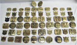 62 x Recovered railway horse brasses from MR.Co, GWR, LMS, LNWR, LYR, BR(M) removed from their