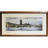 Framed and glazed LNER Carriage Print. LONDON LAMBETH BRIDGE by Kenneth Steel. Original type frame.