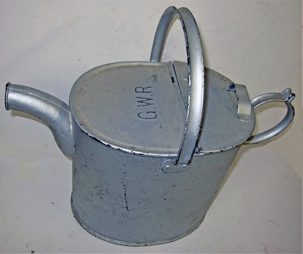 GWR Galvanised Station watering can embossed GWR in good original condition. Not often seen.