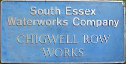 Cast aluminium water board sign. SOUTH ESSEX WATERWORKS COMPANY. CHIGWELL ROW WORKS. A large sign