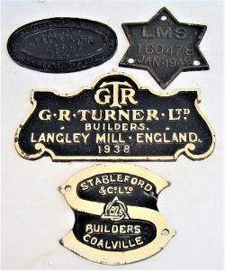 4 x cast iron Wagon Plates. G R TURNER LTD LANGLEY MILL 1938. STABLEFORD & Co COALVILLE.