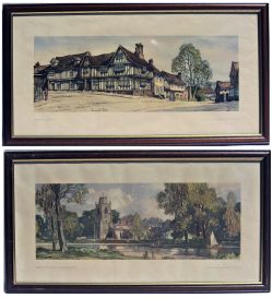 2 x Framed and glazed LNER carriage prints. HEMINGFORD GREY by L Squirrel and LAVENHAM SUFFOLK by