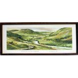 Framed and glazed BR(M) Carriage Print. THE LUNE VALLEY NEAR TEBAY GREENE. Original type frame.