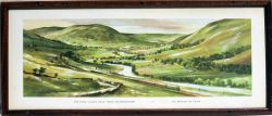 Framed and glazed BR(M) Carriage Print. THE LUNE VALLEY NEAR TEBAY GREENE. Original type frame.