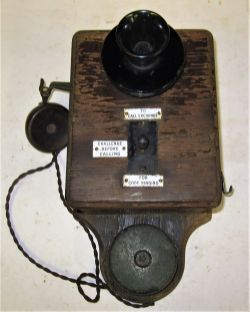 LSWR Box to Box Telephone with enamel plates and separate ear piece.