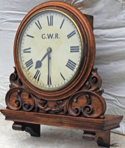 Wall mounted English fusee clock with GWR added to the dial (not original). A beautiful clock in