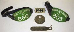 A Lot containing 2 x MARKET PORTER green armbands 803 and 860. GER Pass No 300. GER Key fob 300