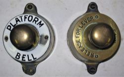 2 x LSWR Block Shelf Plungers. RELEASE FOR LEVER No 43 and enamel PLATFORM BELL.