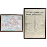 2 x framed notices. Framed and glazed GWR map of the system and a framed and glazed STRATFORD upon
