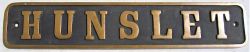 Original brass Radiator plate. HUNSLETT. Ex loco condition from industrial Locomotive.