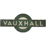 Southern Railway enamel target station sign VAUXHALL from the former London and South Western