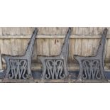 GWR Platform Bench with 3 cast iron Script ends and wooden seat and back boards. Dismantled ready