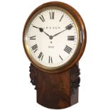 London Brighton and South Coast Railway 14 inch dial mahogany cased fusee drop dial clock supplied